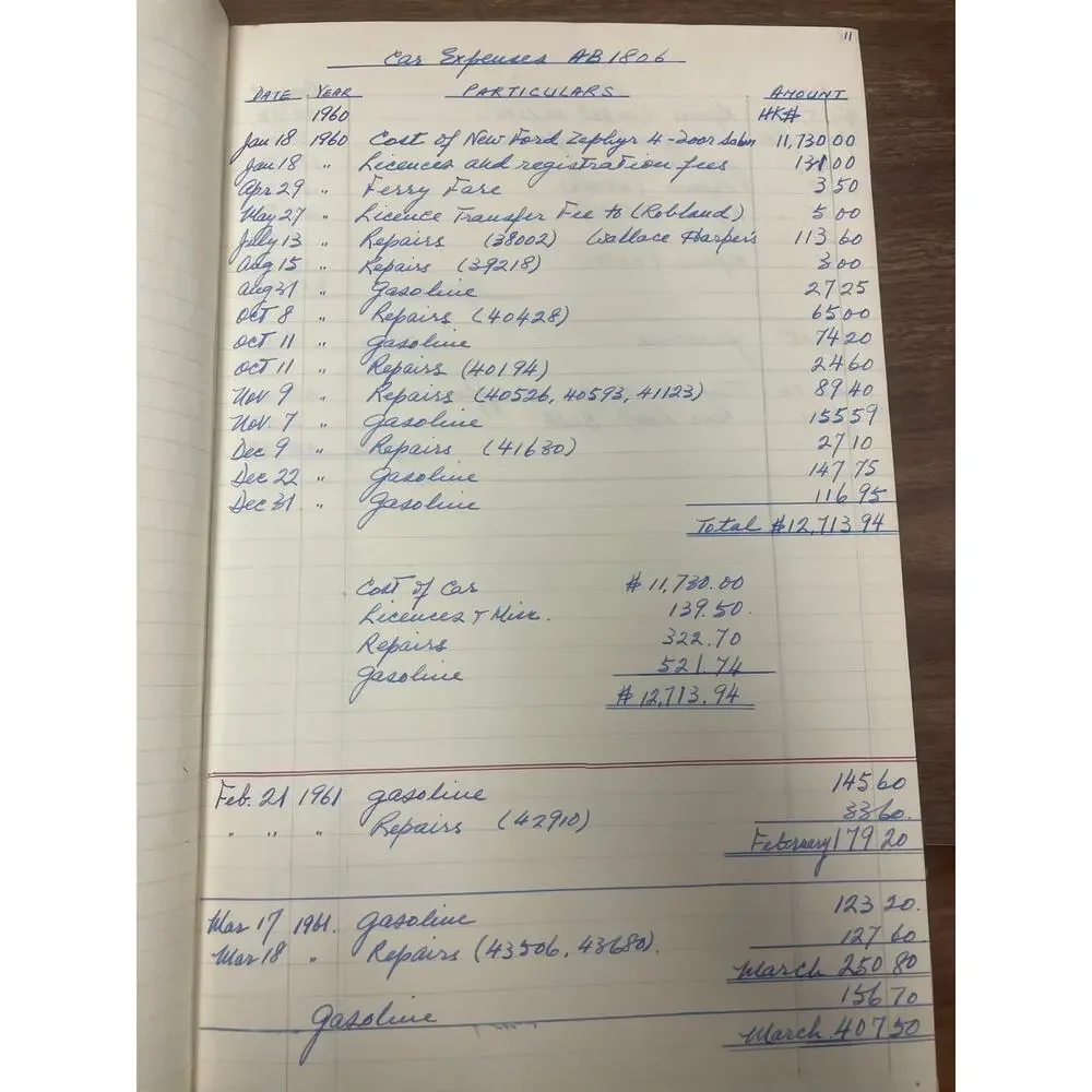 1960-61 Hong Kong Expat Household Expense Ledger Handwritten American Club